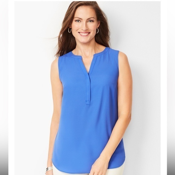 TALBOTS Blue‎ Cut Away Shell - Picture 1 of 6